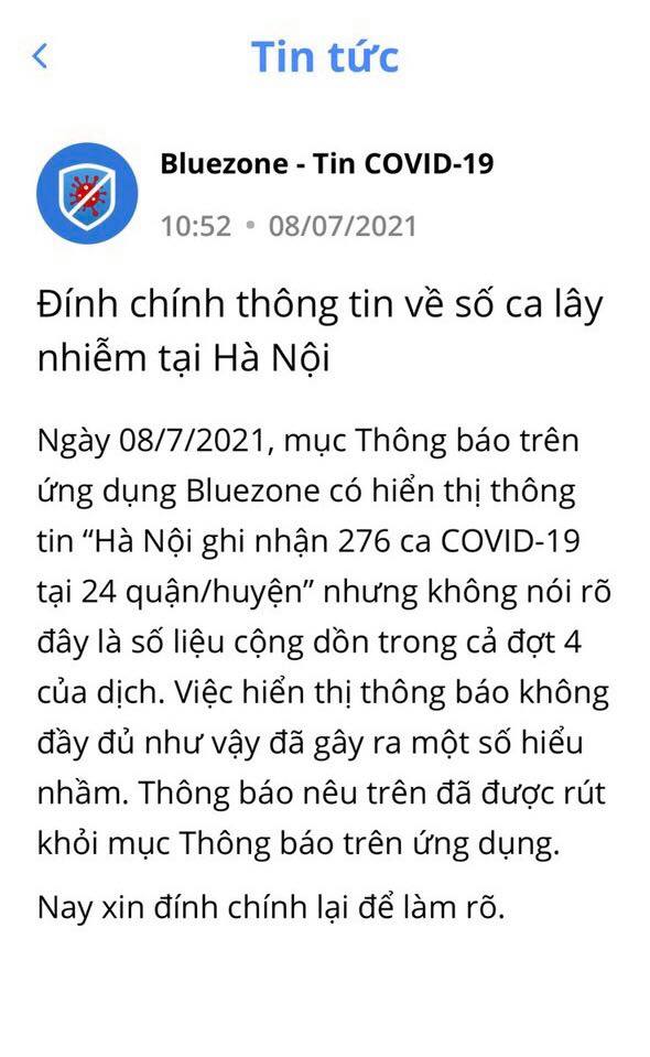 Bluezone ‘đính chính’ thông tin gây hiểu nhầm về 276 ca mắc Covid-19 tại Hà Nội-dulichgiaitri.vn Bluezone ‘đính chính’ thông tin gây hiểu nhầm về 276 ca mắc Covid-19 tại Hà Nội-dulichgiaitri.vn