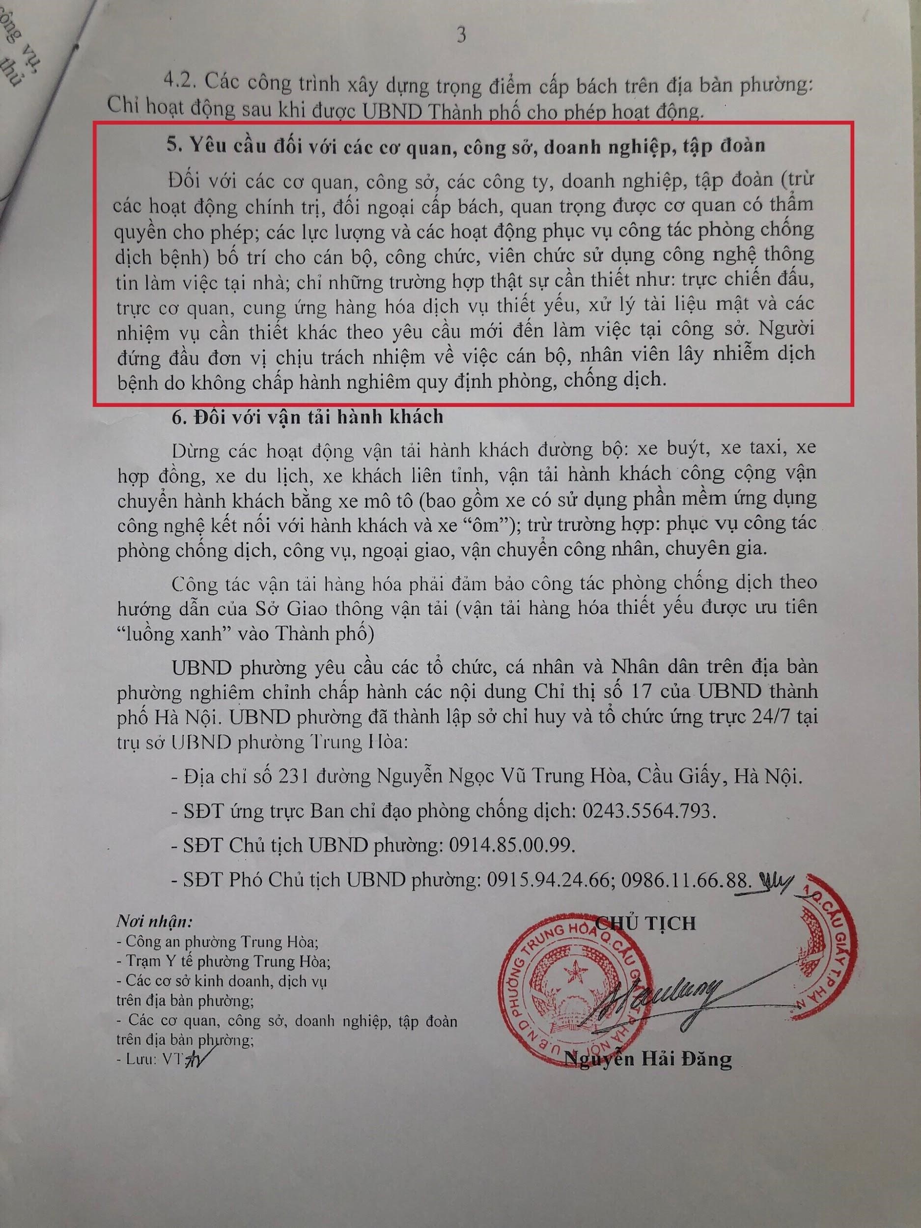 Phường Trung Hoà (Cầu Giấy): Công ty cổ phần Ecoba Việt Nam vi phạm các quy định về phòng chống dịch Covid- 19-dulichgiaitri.vn