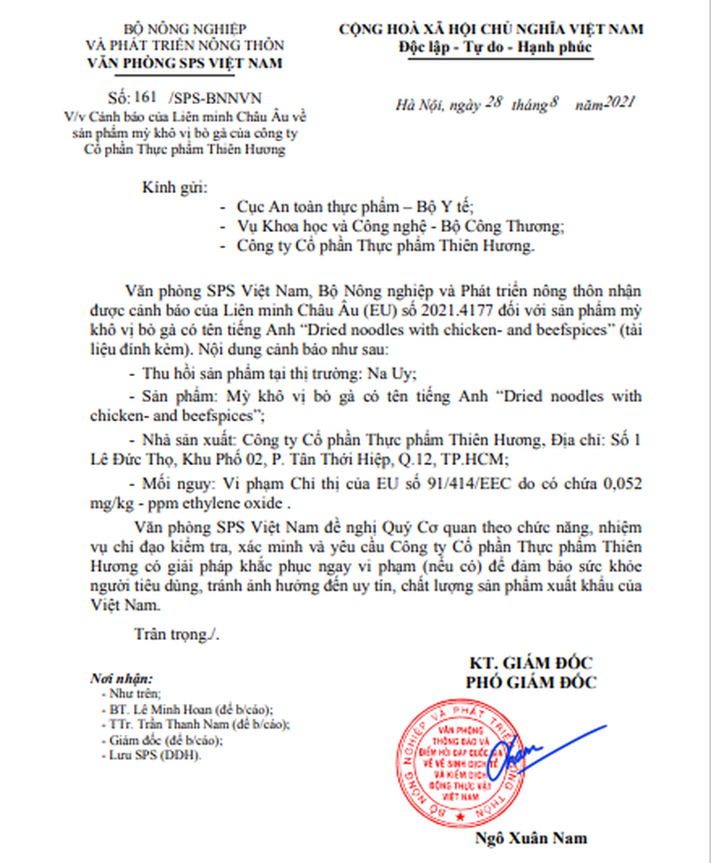 Tiếp tục xác minh về Mì khô vị bò gà của Công ty Cổ phần thực phẩm Thiên Hương bị thu hồi ở Na Uy-dulichgiaitri.vn Tiếp tục xác minh về Mì khô vị bò gà của Công ty Cổ phần thực phẩm Thiên Hương bị thu hồi ở Na Uy-dulichgiaitri.vn