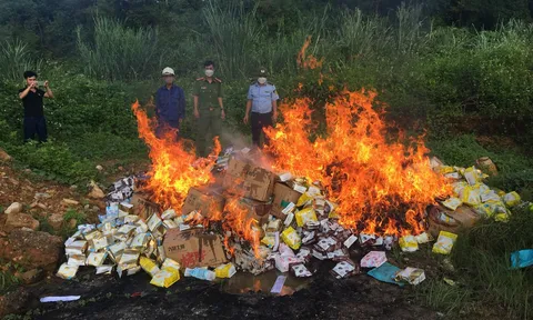 Lào Cai, tiêu hủy 1.600 gói Sữa chua sấy khô, 5.000 gói Cổ Vịt ăn liền không rõ nguồn gốc xuất xứ