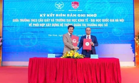 Trường Đại học Kinh tế phối hợp thí điểm, chuyển giao Hệ thống Quản trị trường học số tại Trường THCS Cầu Giấy
