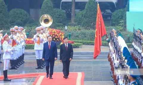 Tổng Bí thư Tô Lâm chủ trì lễ đón trọng thể Tổng Bí thư, Chủ tịch nước Lào