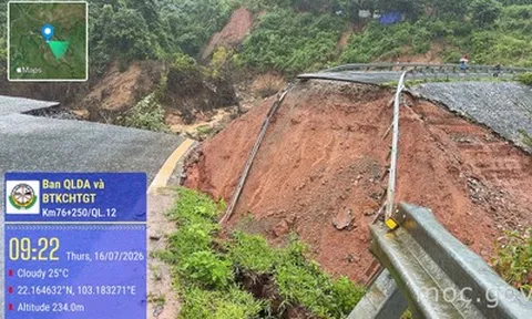 Lai châu thông xe Km76+250 Quốc lộ 12 sau thiên tai