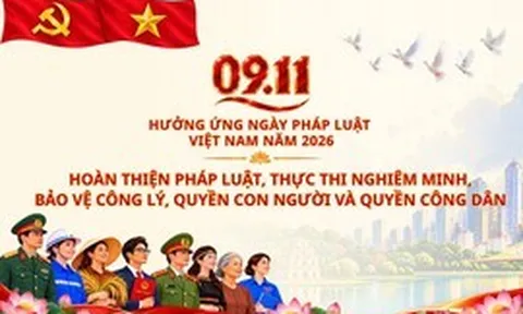 Bộ Tư pháp giới thiệu bộ nhận diện tuyên truyền Ngày Pháp luật Việt Nam năm 2026