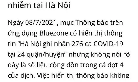 Bluezone ‘đính chính’ thông tin gây hiểu nhầm về 276 ca mắc Covid-19 tại Hà Nội