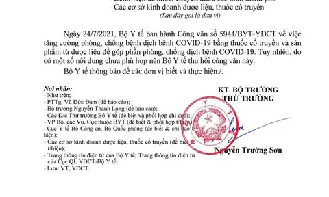 Bộ Y tế 'thu hồi' công văn về 12 loại thuốc hỗ trợ điều trị Covid-19