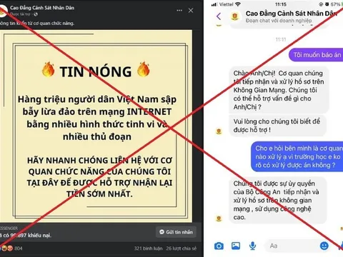Cảnh báo trang facebook giả mạo Cao đẳng Cảnh sát nhân dân để lừa đảo