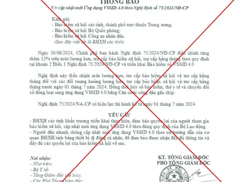 Thủ đoạn giả mạo văn bản của BHXH Việt Nam để lừa tiền, đánh cắp tài khoản cá nhân