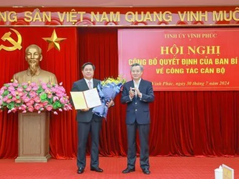 Thứ trưởng Bộ KH&ĐT Trần Duy Đông làm Phó Bí thư Tỉnh ủy Vĩnh Phúc