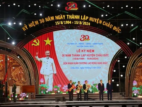 Bà Rịa - Vũng Tàu: Huyện Châu Đức nhận Huân chương Lao động hạng Nhất