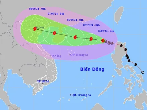 Thời tiết ngày 4/9: Bão số 3 mạnh cấp 11, giật cấp 13 trên khu vực bắc Biển Đông