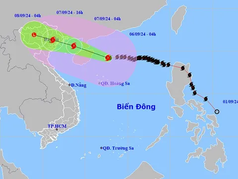 Bão số 3 (Yagi) mạnh cấp 16, di chuyển 20 km/giờ theo hướng tây
