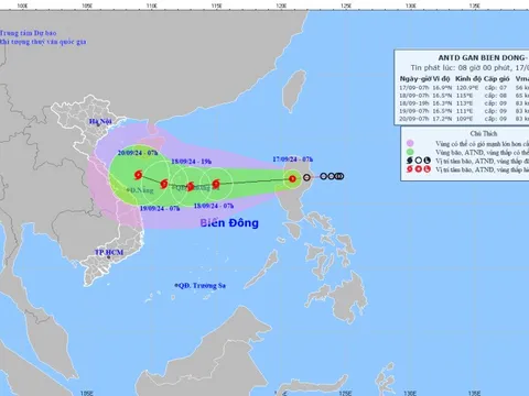 Khả năng cao ATNĐ thành bão số 4 sẽ đổ bộ vào Thanh Hóa đến Quảng Ngãi
