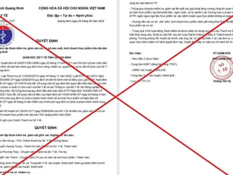 Cảnh báo giả mạo văn bản kiểm tra an toàn thực phẩm để lừa đảo