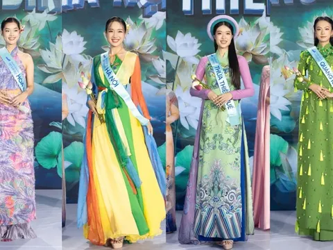 Thí sinh mặc áo dài, khoác phượng bào đăng quang Hoa hậu Quốc gia Việt Nam