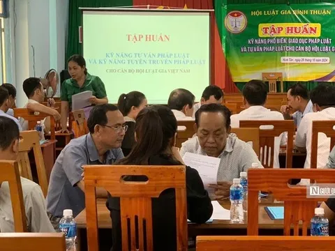 Hội Luật gia tỉnh Bình Thuận tập huấn kỹ năng phổ biến, giáo dục pháp luật cho cán bộ Hội Luật gia các huyện