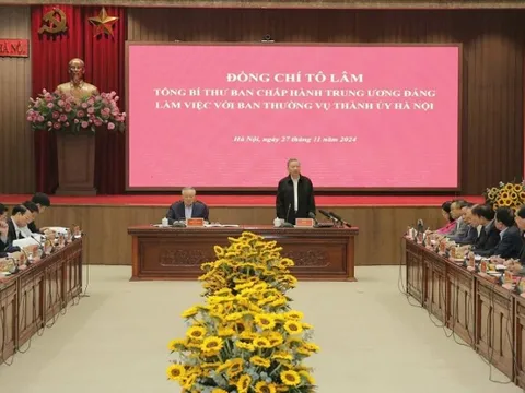 Tổng Bí thư Tô Lâm thăm, làm việc với Ban Thường vụ Thành ủy Hà Nội