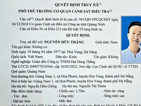 Truy nã Giám đốc Công ty TNHH Đại Hùng Thắng