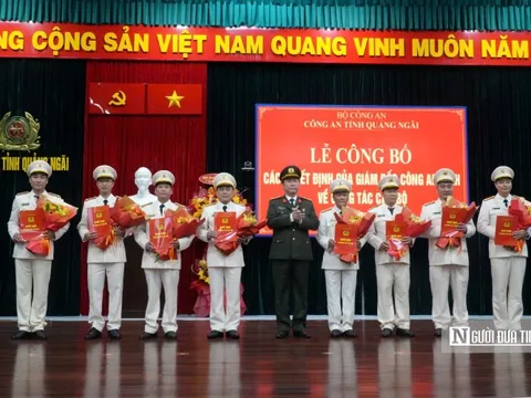 Công an tỉnh Quảng Ngãi điều động, bổ nhiệm 9 trưởng phòng, trưởng Công an huyện, thành phố