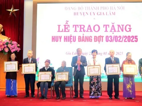 Gia Lâm: 259 đảng viên được trao Huy hiệu Đảng dịp 3/2
