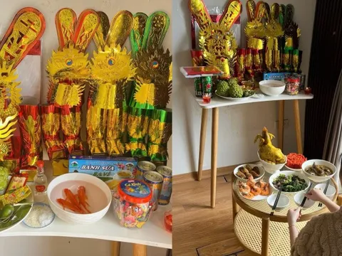 Mâm cơm cúng ông Công ông Táo đầu tiên của đôi vợ chồng trẻ