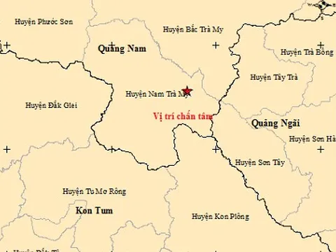 Động đất độ lớn 3,8 tại huyện Nam Trà My, tỉnh Quảng Nam