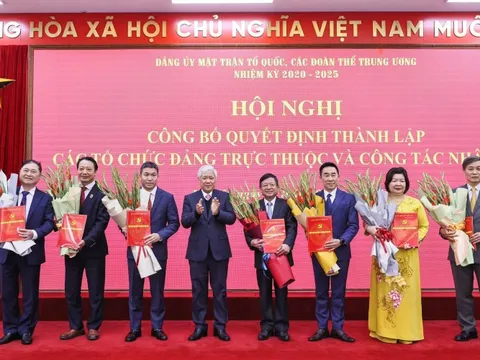 Công bố 22 tổ chức đảng trực thuộc Đảng ủy Mặt trận Tổ quốc, các đoàn thể Trung ương