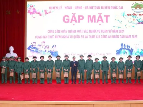Huyện Quốc Oai có 158 tân binh nhập ngũ Quân đội nhân dân và 31 đồng chí tham gia nghĩa vụ Công an nhân dân