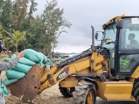 Quảng Ngãi huy động hơn 350 người chống sạt lở bờ biển Mỹ Khê