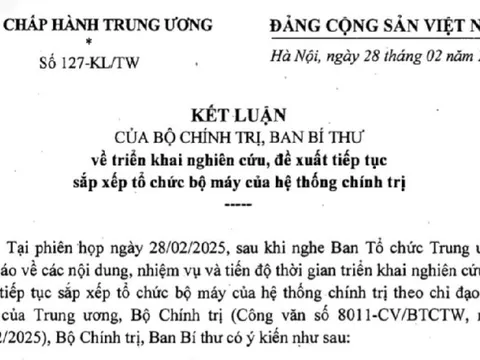 Bộ Chính trị chỉ đạo sớm trình chủ trương sáp nhập một số tỉnh, tạm dừng Đại hội đảng cấp huyện, xã