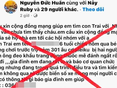 Xuất hiện tin giả "bé trai 6 tuổi bị đánh thuốc mê rồi bắt cóc"