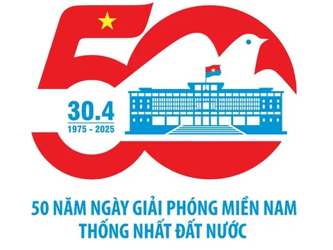 Hình ảnh logo chính thức Kỷ niệm 50 năm Ngày Giải phóng miền Nam thống nhất đất nước