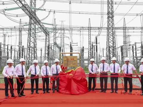 EVNNPT gắn biển công trình đường dây 220kV Nhiệt điện Hải Dương – Trạm 500kV Phố Nối