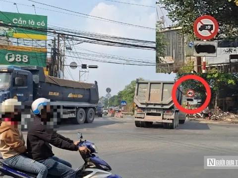 Biển cấm ở Đồng Nai bị bôi đen, xe tải lớn tung hoành giờ cao điểm: Chủ tịch phường lên tiếng