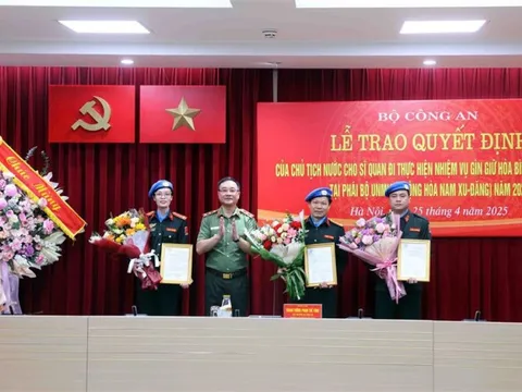 Thêm 3 sĩ quan công an đi thực hiện nhiệm vụ gìn giữ hòa bình Liên Hợp Quốc