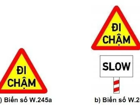 Khi gặp biển báo đi chậm, lái xe phải giảm tốc độ xuống còn bao nhiêu?