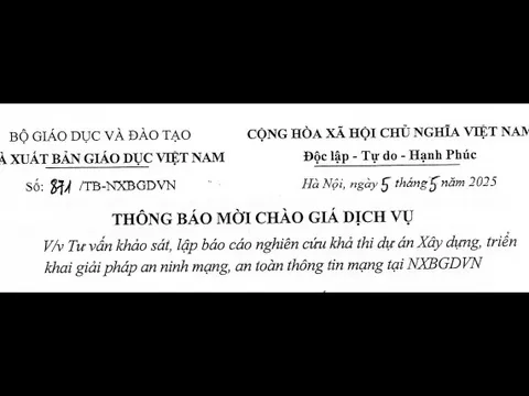 Thông báo mời chào giá dịch vụ