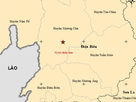 Động đất 5 độ tại huyện Mường Chà, tỉnh Điện Biên