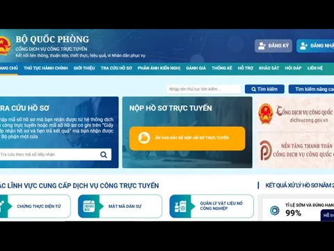 Bộ Quốc phòng công bố 52 thủ tục hành chính thực hiện trên môi trường điện tử