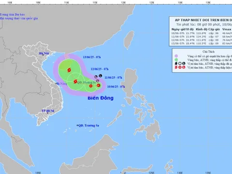 Áp thấp nhiệt đới có thể mạnh lên thành bão số 1 vào ngày 12/6
