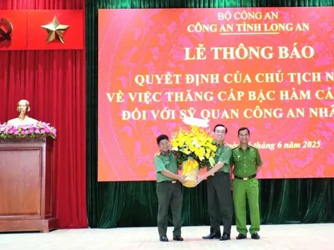 Giám đốc Công an tỉnh Long An được thăng cấp hàm Thiếu tướng