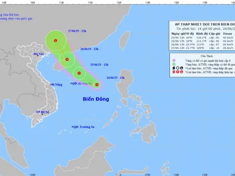 Xuất hiện áp thấp nhiệt đới trên Biển Đông