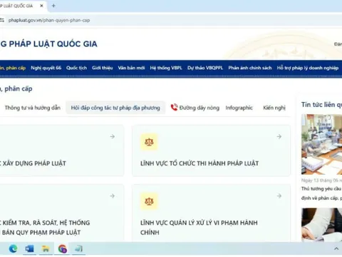 Đưa cẩm nang về công tác tư pháp tại chính quyền địa phương 2 cấp lên Cổng Pháp luật Quốc gia