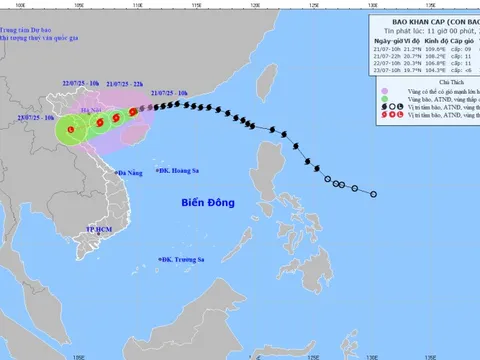 Dự báo bão số 3 vào vịnh Bắc Bộ tối 21/7