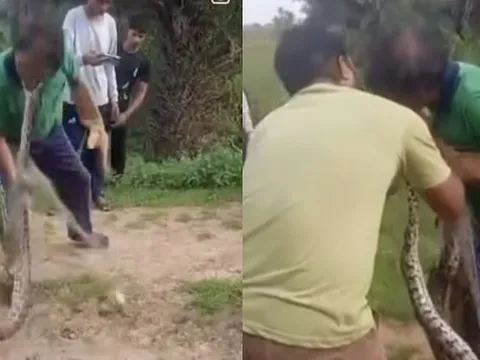 Trăn khổng lồ cắn vào má người đàn ông, bám chặt hơn 40 giây và cái kết