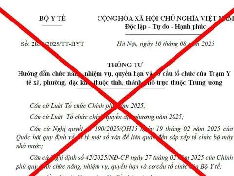 Bộ Y tế lên tiếng về văn bản giả mạo liên quan chức năng, nhiệm vụ của Trạm Y tế xã, phường