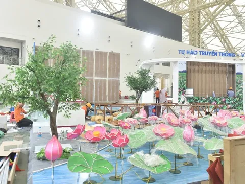 Không khí thi công khẩn trương trên 'đại công trường' Triển lãm thành tựu 80 năm Quốc khánh