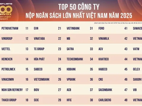 200 doanh nghiệp nộp ngân sách lớn nhất Việt Nam: Tổng nộp 794.000 tỷ đồng