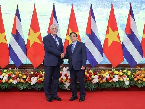 Bí thư Thứ nhất, Chủ tịch nước Cuba Miguel Diaz Canel hội kiến Thủ tướng Chính phủ Phạm Minh Chính