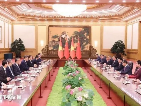 Chủ tịch nước Lương Cường hội đàm với Tổng Bí thư, Chủ tịch nước Trung Quốc Tập Cận Bình